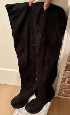 厚底ブーツ スエード ブラック サイズ24cm
