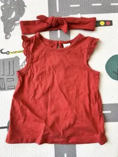 【ヘアバンドつき】H&M 赤 レース付き 12-18ヶ月 夏 女の子