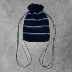 HN-05 ハンドメイド ナップサック　毛糸　Y2K ストリート　アウトドア