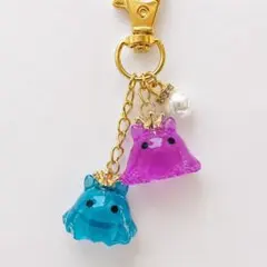 めんだこ/メンダコ/三連キーホルダー【夜空デザイン・スターゴールド