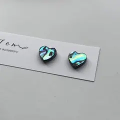 【No.229】一粒シンプル夏色ハートシェルのイヤリング/ピアス