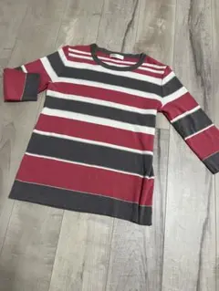 orb of day ストライプデザイン五分袖薄手ニット 日本製 M