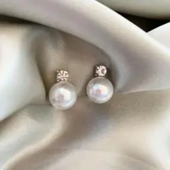 パール 一粒 ホワイト　イヤリング　入学式　卒業式　入園式　卒園式