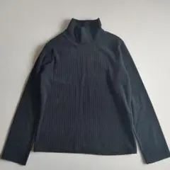 ユニクロ ストレッチフリースリブハイネックT ブラック 150