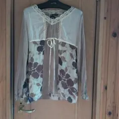 Paleo 花柄シフォン長袖ブラウス