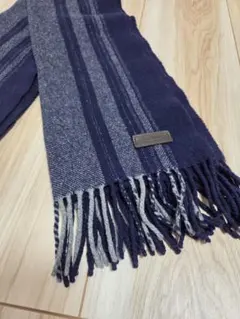 【美品】COACH ネイビー ストライプ マフラー　コーチ