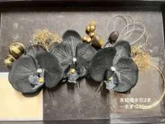 黒胡蝶蘭 髪飾り 成人式 卒業式 振袖 袴 和装 水引 ゴールド ブラック