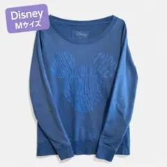 Disney ミッキー プリントスウェット Mサイズ ブルー 古着