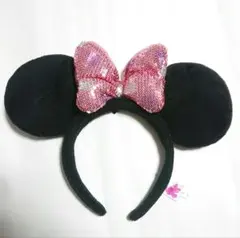 ミニー　カチューシャ ピンク　ドット　スパンコール　リボン　パルパルーザ　ピンク