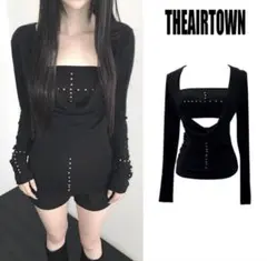 THE AIR TOWN ブラック長袖トップス