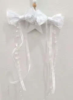 ツイン リボンクリップ2本セット /推し活/量産型 ヘアメ リボン ホワイト