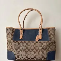 旅行にも！コーチ トートバッグ ブラウン/ブルー