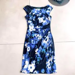 極美品✨ラルフローレン　カシュクール　総柄　ストレッチ　ワンピース　ドレス　S