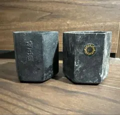 埼玉県製 鋳鉄製 六角形 ペン立て 花立て ペア 重量約646g 和モダン蓋付き