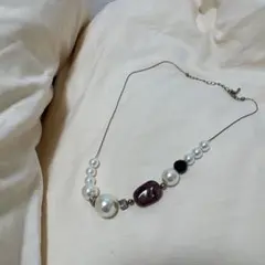【未使用】パール アメジスト ビーズネックレス