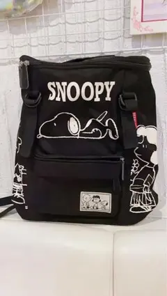 スヌーピー 黒 大容量 リュック