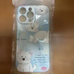 14promax iPhone用ケース 犬柄 ブルー