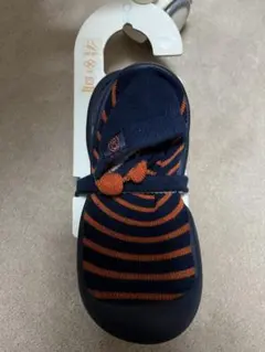 OBABI ネイビー/オレンジ ストライプ ベビーシューズ