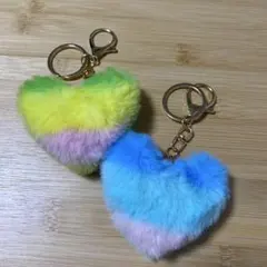 ハート型ファー　バッグチャーム　キーホルダー
