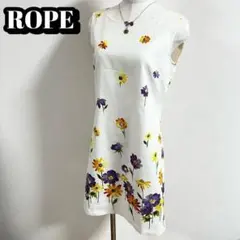 ロペ タグ付き ノースリーブワンピース S〜M 花柄 背面ジッパー 総柄 お洒落
