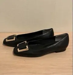 【美品】RANDA フラットパンプス 23 黒 金具　フォーマル　通勤　ブラック