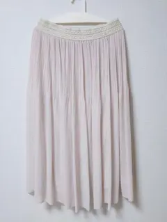 しまむら プリーツ シフォン ロングスカート 薄いピンク