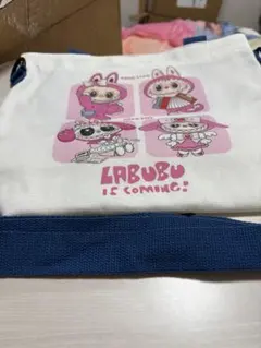 LABUBU キャラクター トートバッグ ファスナー ショルダー紐付き