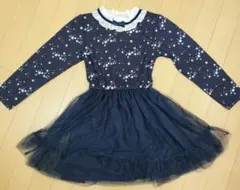 アクシーズファムキッズ　星柄フリル襟　ドッキングワンピース 130サイズ