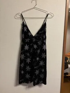 星柄スパンコール ブラック キャミワンピース