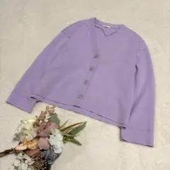 【ジーユー】GU スムースボクシーカーディガン Vネック 長袖 パープル M