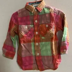 DENIM DUNGAREE 長袖チェックシャツ リバーシブル 100cm