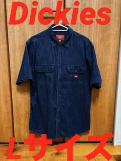 ⭐️大人気⭐️ディッキーズ 半袖 ワークシャツ インディゴブルー 胸ロゴ 胸ポケット