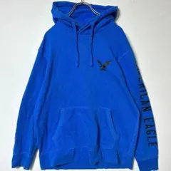 アメリカンイーグル ロゴ ブルー パーカー L 相当 フーディー R
