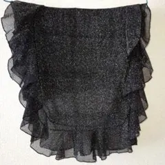 ショール 黒 ラメ BLACK フリル パーティ お呼ばれ 発表会 式