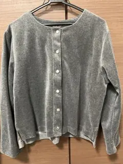 グレー フリース 長袖カーディガン
