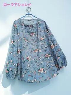 Laura Ashley ローラアシュレイ 花柄長袖ブラウス ボタニカル柄 - メルカリ