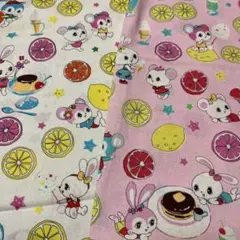 レトロアニマル生地　ハニーチューンハギレ