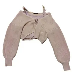 即日発送‼️リブ編みクロップドカーディガン ピンク