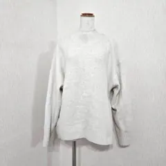 ユニクロ スフレヤーンモックネックセーター（L）オフホワイト 長袖
