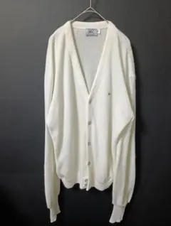 ☆80sアイゾットラコステ Vネックカーディガン ホワイト XLサイズ