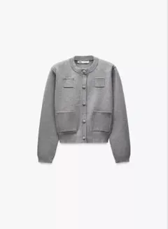 ZARA プレーンニットジャケットパテッドショルダー