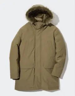 ユニクロ　ウルトラウォームハイブリッドダウンコート　ベージュ　S