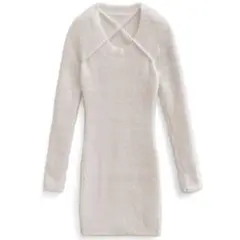 新品・未使用　フロントクロスデザインニットミニワンピース[th003] GRL