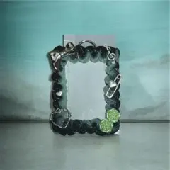 [セール中]ホイップデコ　黒×緑　カードケース　キーホルダー