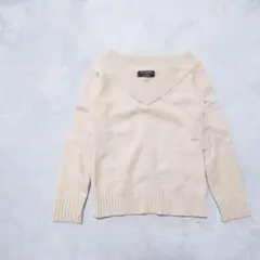 U2-2473　ニット　Vネック　シンプル　オフィス　M【SKY BOMBER】