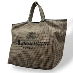 Aquascutum アクアスキュータム 刺繍チェック トートバッグM 完売品