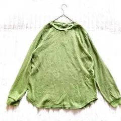 CINEMA CLUB 長袖トップス　カットソー　M 黄緑　カジュアル