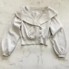 美品 Her lip to 金ボタン カーディガン S グレージュ 上品