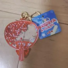 カラフルうちわ型オイルキーホルダー レッド