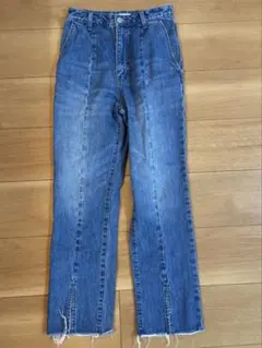 ハイウエストストレートデニムライトブルー